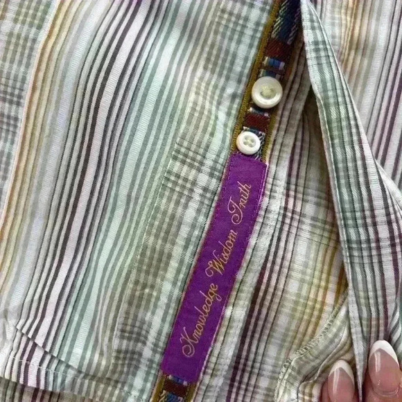 Robert Graham Mens Shirt Large Multicolored Stripes Embroidered‎ 100% Cotton - Picture 5 of 7